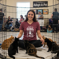 Load image into Gallery viewer, Just a GIRL Who Loves Cats - Premium V-Neck T-shirt