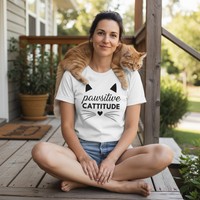 Load image into Gallery viewer, PAWSITIVE CATTITUDE -  Cute Cat Pun T-shirt | Gildan® 5000